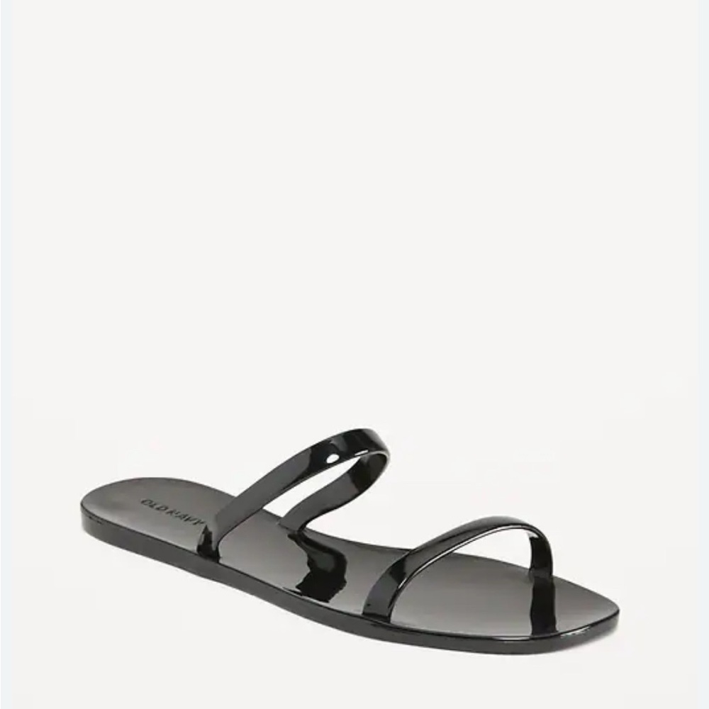 Old Navy Women’s Black Shiny-Jelly Slide Sandals